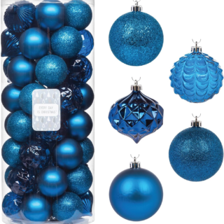 Ornaments, Shatterproof Christmas Tree Ornament Set, Christmas Balls Decoration 50 Count (2.24"/57Mm, Royal Blue)
