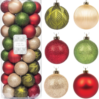 Ornaments, Shatterproof Christmas Tree Ornament Set, Christmas Balls Decoration 50 Count (2.24"/57Mm, Woodland)