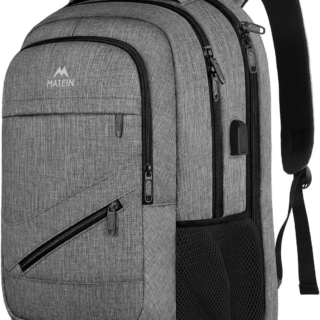 Travel Laptop Backpack, 17 Inch Business Flight Approved Carry on Backpack, TSA Large Travel Backpack for Women Men with USB Charger Port and Luggage Sleeve, Durable College Rucksack, Grey