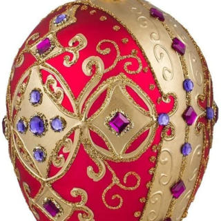 Palace Collection 2023 Pink and Gold Fabergé Egg 5-Inch Blown Glass Christmas Tree Ornament (Hot Pink)