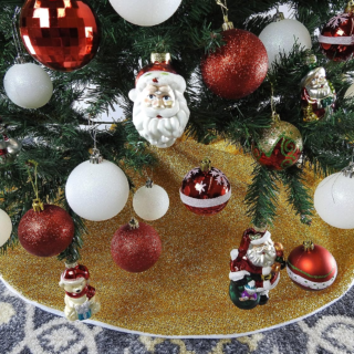 42" Gold Shinny Tinsel Christmas Tree Skirt - Gold