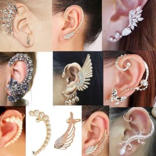 Earrings Fashion Jewelry for Women 2021 Trend Korean Style Crystal Angel Wings Butterfly Eagle Lizard Ear Clip Ear Hook Earings