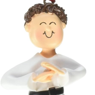 OC-024-MBR Male Karate Porcelain Christmas Ornament, 3-1/2-Inch, Brown