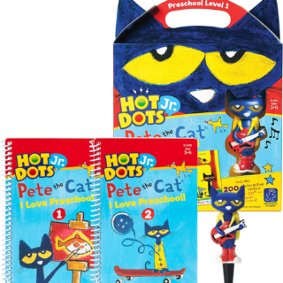 Hot Dots Jr. Pete the Cat - I Love Preschool Set with Interactive Pen, Math & Reading Workbooks, 200+ Multi-Subject Lessons, Ages 3+
