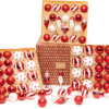 76 Count Glass Christmas Ball Ornaments for Christmas Trees, Elegant Premium Variety Set of Holiday Decorations (Red and White)