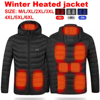 Heated Jacket Washable Usb Charging Hooded Cotton Coat Electric Heating Warm Jacket Outdoor Camping Hiking Heated Jacket