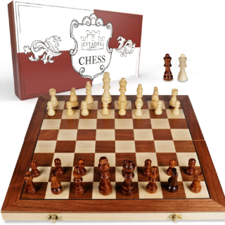 Magnetic Chess Board Set for Adults & Kids - 15" Wooden Chess Set - Handcrafted Portable Travel Chess Game with Pieces Storage Slots & 2 Extra Queens
