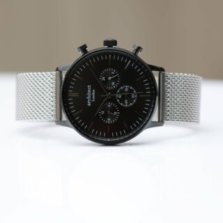 Men's Architect Motivator In Black With Silver Mesh Strap - Modern